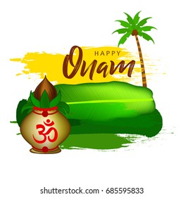Happy Onam, harvest festival background design.