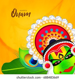 Happy Onam, harvest festival background design.