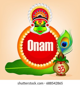 Happy Onam, harvest festival background design.