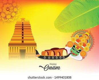 Happy Onam, Illustration for Onam Sale, grungy colourful background for Onam celebration