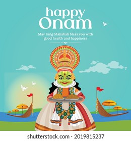 Happy Onam Indian festival banner design template.