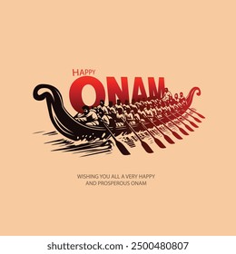 Happy onam Kerala boat race competition. abstract  vector illustration design