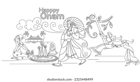 Happy Onam Kerala festival vector illustration