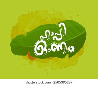 Happy Onam Malayalam lettering or typography illustration