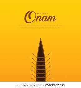 Happy Onam Post and Greeting Card. Minimal and Modern Onam Festival Poster and Flyer Template with Text and Onam Boat Race Vector Illustration