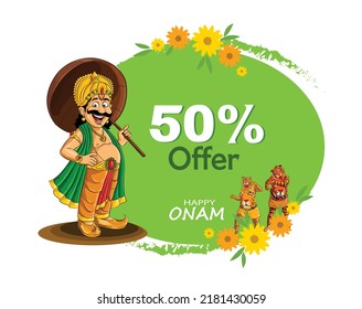 Happy Onam Sale Poster Design with 50% Discount Offer