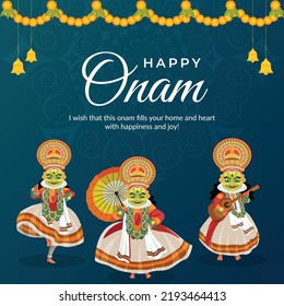 Happy Onam south Indian Kerala festival banner design template.