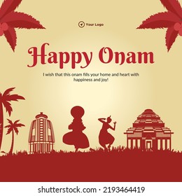 Happy Onam south Indian Kerala festival banner design template.