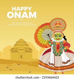 Feliz festival Onam al sur de la India Kerala, plantilla de diseño de pancartas.