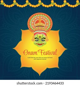 Happy Onam south Indian Kerala festival banner design template.