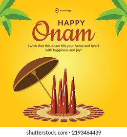 Happy Onam south Indian Kerala festival banner design template.