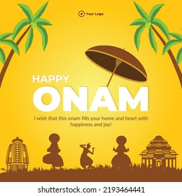 Feliz festival Onam al sur de la India Kerala, plantilla de diseño de pancartas.