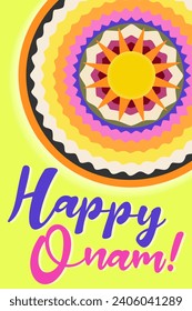 Happy Onam! South Indian Kerala festival of harvest. Onam Pookalam.