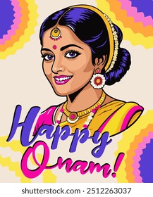 Feliz Onam! Festival de colheita de Kerala no sul da Índia. Onam Pookalam