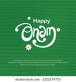 Happy Onam Typography Design in Banana Leaf