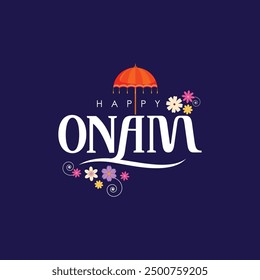 Happy Onam Typography Vector Design, Onam Festival Kerala