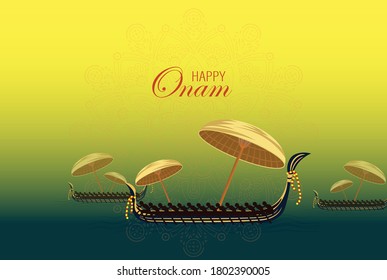 Happy Onam a very famous south indian festival of India. Kathakali face vector design a classical dance of Kerala India