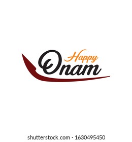 Happy Onam Wishes Logo Element With Kerala Boat