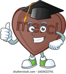 Happy one bite love chocolate wearing a black Graduation hat