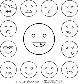 Happy with one tooth icon in a collection with other items