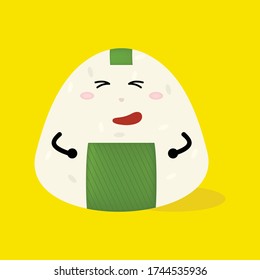 Happy onigiri character. vector illustration