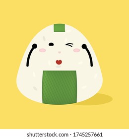 Happy onigiri character. vector illustration