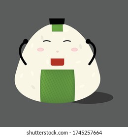 Happy onigiri character. vector illustration