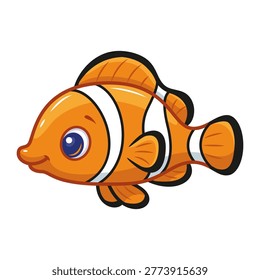 Happy orange anemonefish character vector illustration.