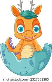 Happy orange cartoon dragon smiling illustration