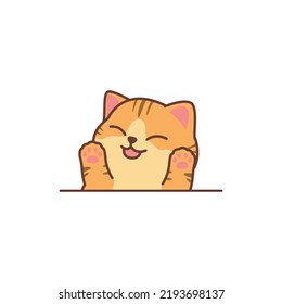 Happy orange cat cartoon, vector illustration