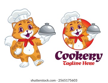 Happy Orange Cat Chef Mascot Character