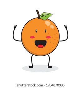 happy orange cute fruit character mascot vector design