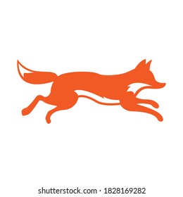 happy orange cute running fox vector illustration design	
