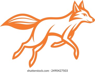 happy orange cute running fox vector illustration design 