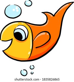 Pescado naranja feliz, ilustración, vector sobre fondo blanco
