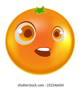 Happy orange fruit character isolated on white background