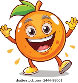 A Happy Orange Fruit Comic Character