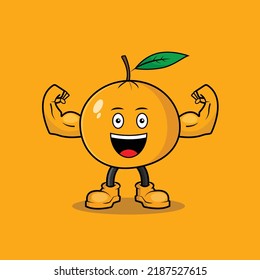 Happy Orange with Muscle vector