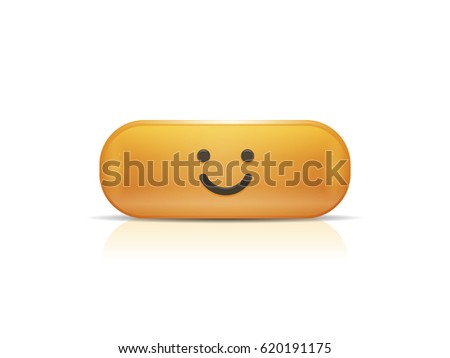 Happy orange pill with smiley face vector illustration