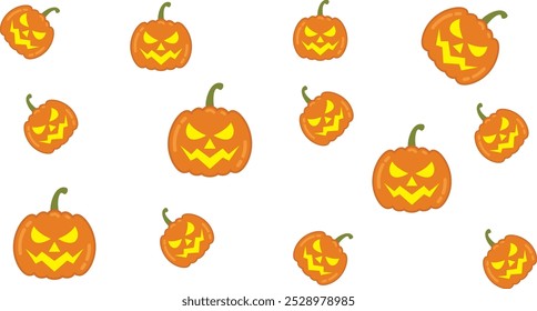 Calabaza naranja feliz con tallo verde sobre fondo blanco. Perfecto para decoraciones de Halloween, diseños de otoño o publicaciones estacionales en redes sociales.