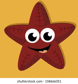 a happy orange starfish with two big eyes