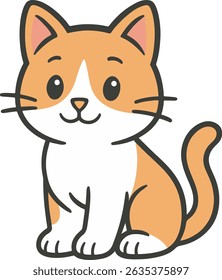 A happy orange and white cartoon cat sitting and smiling, perfect for pet-themed designs and children’s content.