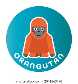 Happy Orangutan - funny cartoon animal. Children character. Simple vector illustration with dropped shadow.