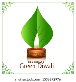 happy organic diwali concept leaves background design
