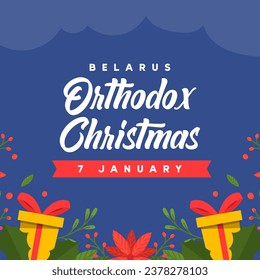 Happy Orthodox Christmas Berlarus illustration vector background. Vector eps 10