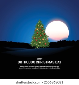 Happy orthodox christmas day. orthodox christmas day creative banner, poster, social media post, postcard, post card, greetings card, template, background, backdrop, web banner design etc.