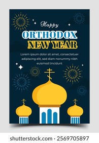 Happy orthodox new year banner template. Usable for poster, social media post, greeting card, invitation, cover, banner