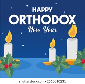 happy orthodox new year with orthodox ornaments, Orthodox Christmas