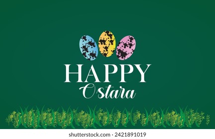 Happy Ostara Schöner Text mit Eiergrafik Design