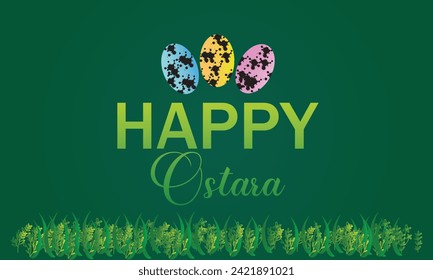 Happy Ostara Schöner Text mit Eiergrafik Design